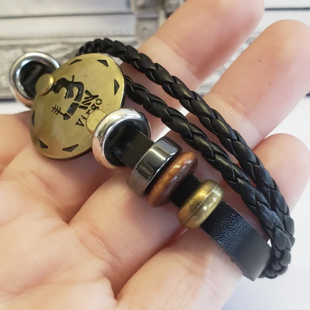 Virgo Zodiac Sign Multi Leather Strap Bracelet Unisex